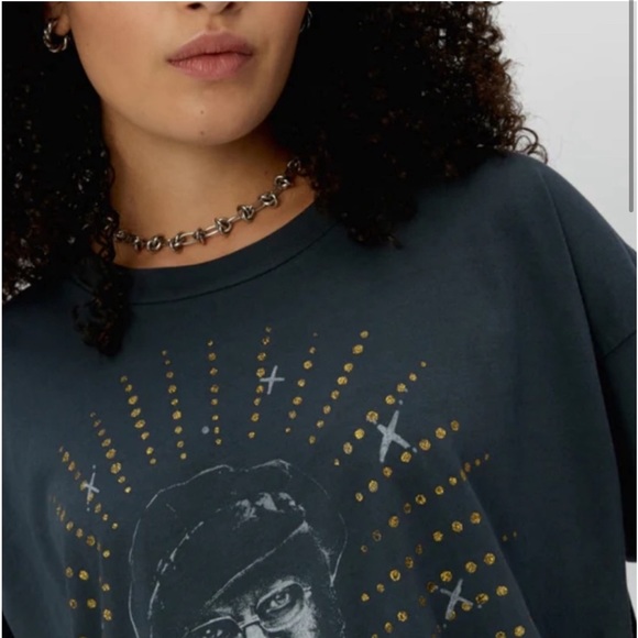 NWT Daydreamer Curtis Mayfield “Move On Up” Glitter Merch Tee Oversized XS - Picture 9 of 9